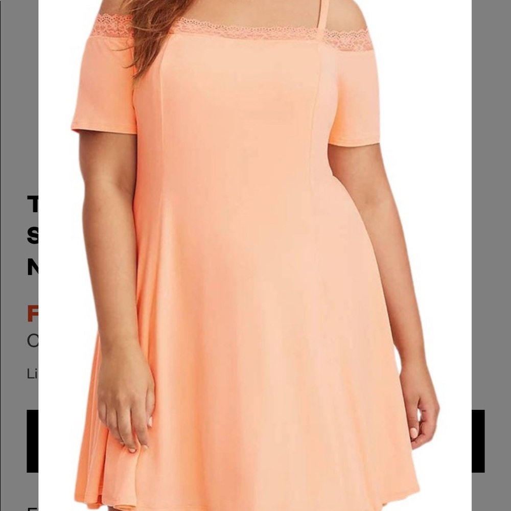 Torrid LACE TRIM COLD SHOULDER FLUTED DRESS size 2